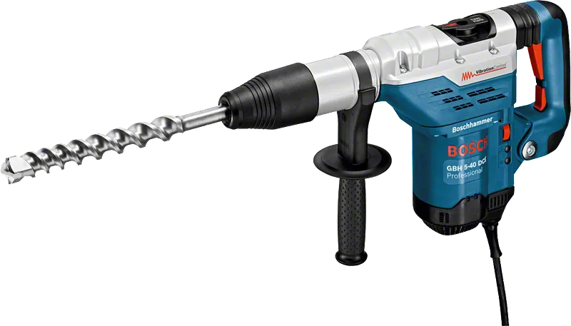 측면 핸들이 달린 Bosch GBH 5-40 DCE 로터리 해머 드릴.