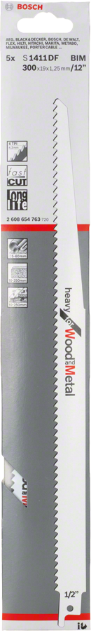 목재와 금속용 Bosch S 1411 DF 왕복톱 톱날.