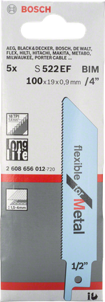 Bosch S 522 EF 왕복 톱날 4인치 금속.
