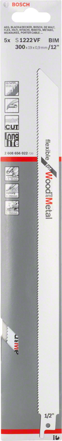 Bosch S 1222 VF 목재 및 금속용 세이버 톱날.