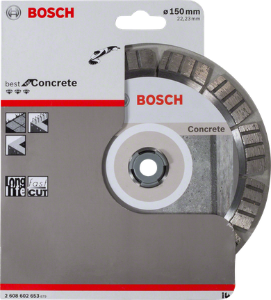 Bosch PRO 콘크리트 다이아몬드 디스크 150mm는 빠른 콘크리트 절단에 적합합니다.