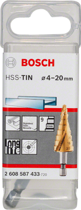 Bosch HSS-TiN 스텝 드릴 비트 4–20mm.