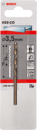 금속 드릴 비트 HSS-Co, DIN 338 Bosch 3.5mm HSS-Co 금속 드릴 비트.