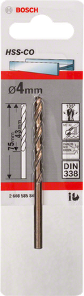 금속 드릴 비트 HSS-Co, DIN 338 Bosch 4mm HSS-Co 금속 드릴 비트.