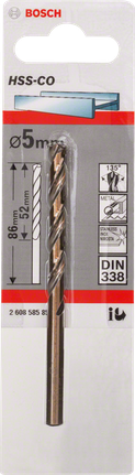 금속 드릴 비트 HSS-Co, DIN 338 Bosch 5mm HSS-Co 금속 드릴 비트.