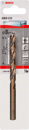 금속 드릴 비트 HSS-Co, DIN 338 Bosch 8mm HSS-Co 금속 드릴 비트.