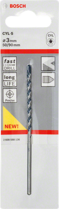 Bosch 3mm CYL-5 콘크리트 드릴 비트.