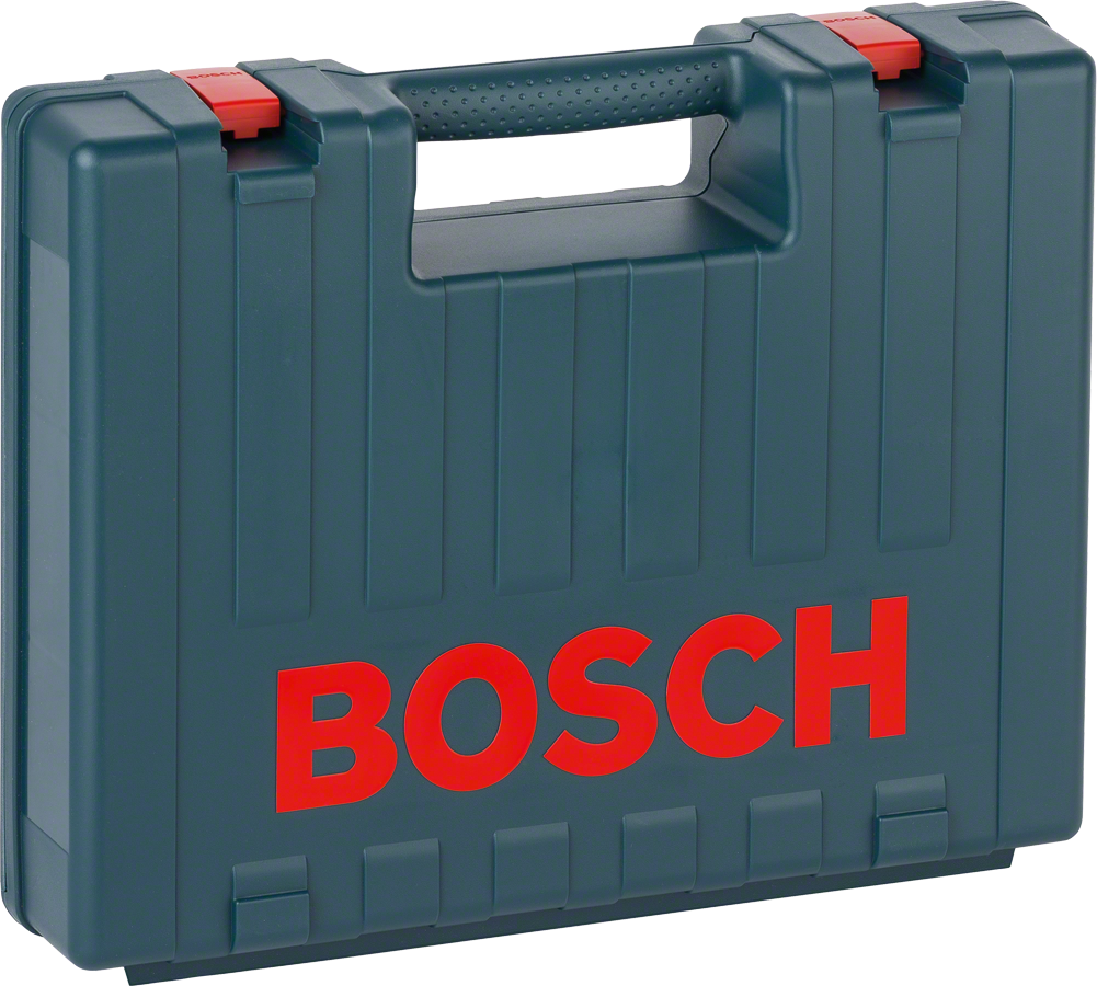 손잡이와 빨간색 래치가 달린 Bosch 플라스틱 케이스.