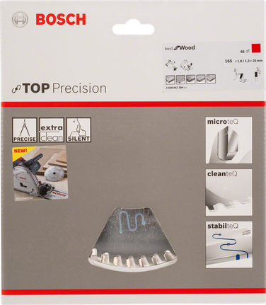 Top Precision Best for Wood 원형 톱날 Bosch 탑프리시전 베스트 포 우드 165×20mm 원형 톱 블레이드.