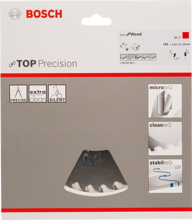 Top Precision Best for Wood 원형 톱날 Bosch Top Precision 목재용 톱날에 가장 적합합니다.
