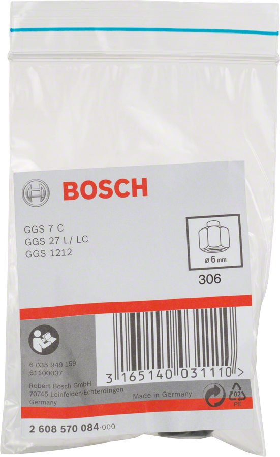 잠금 너트가 있는 Bosch 6mm 콜렛.