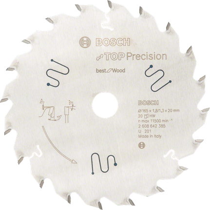 Top Precision Best for Wood 원형 톱날 Bosch 탑프리시전 베스트 포 우드 원형 톱 블레이드, 165mm.