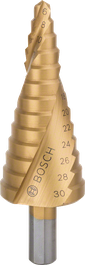 6~30mm 구멍 크기에 적합한 Bosch HSS-TiN 스텝 드릴 비트.