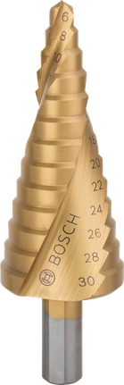 6~30mm 구멍 크기에 적합한 Bosch HSS-TiN 스텝 드릴 비트.