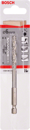 브래드 포인트 드릴 비트, 1/4" 육각 섕크 Bosch 6mm 브래드 포인트 드릴 비트 1/4″ 육각형.