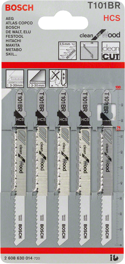 Bosch T 101 BR 직소날은 깔끔한 목재 절단에 적합합니다.