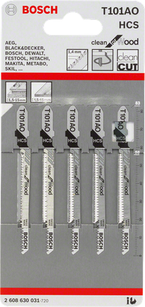 Bosch T101AO 퍼즐 톱날 5개입.