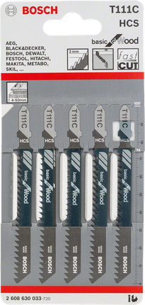 Bosch 퍼즐 톱날 T 111 C 3mm 목재용.
