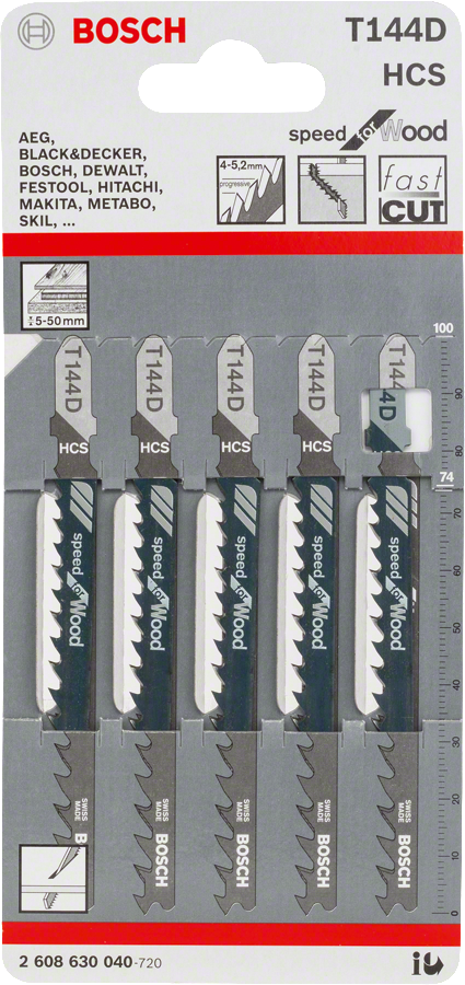 Bosch 직소날 T 144 D, 목재용 고속 절단.