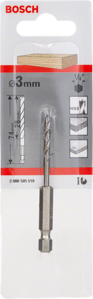 브래드 포인트 드릴 비트, 1/4" 육각 섕크 Bosch 3mm 브래드 포인트 드릴 비트 1/4″ 육각형.
