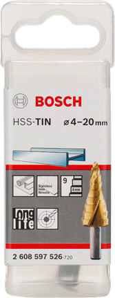 Bosch HSS-TiN 스텝 드릴 비트 4–20mm.