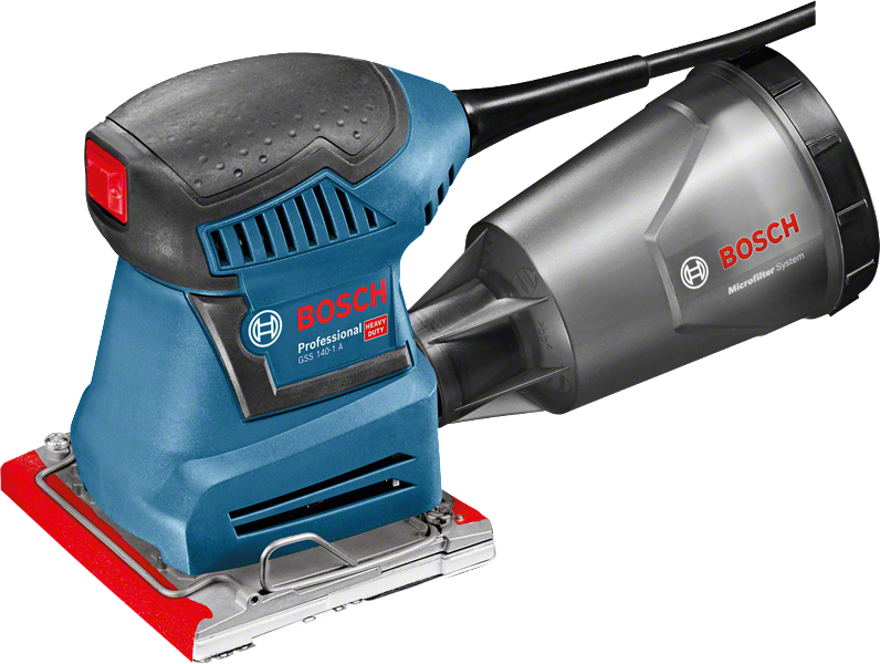 Bosch GSS 140-1 마이크로필터가 장착된 오비탈 샌더.