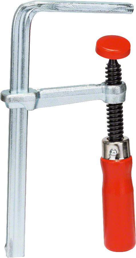 인체공학적 빨간색 손잡이가 달린 Bosch G-클램프.