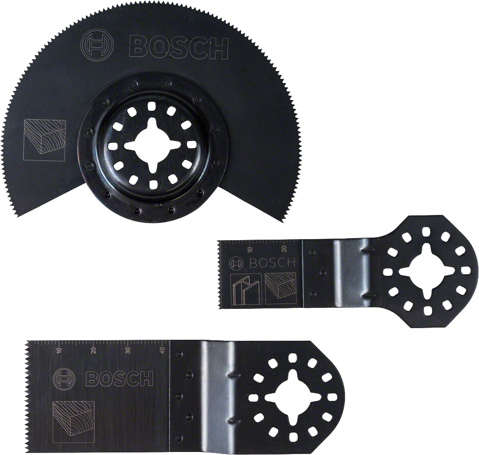 목재와 금속 절단을 위한 Bosch 멀티툴 블레이드 세트.