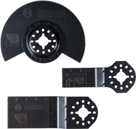 목재와 금속 절단을 위한 Bosch 멀티툴 블레이드 세트.
