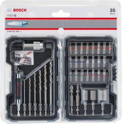 Bosch 35피스 HSS-G 드릴 및 스크루드라이버 비트 세트.