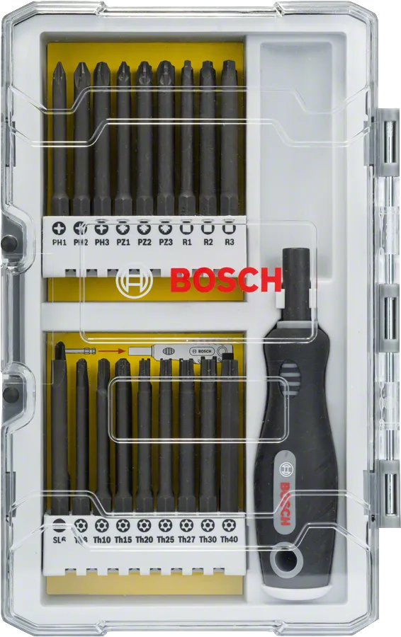 Bosch 32피스 스크류드라이빙 비트 및 라쳇 세트.