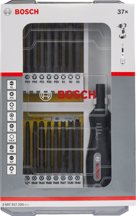 Bosch 37피스 스크루드라이버 비트 세트(라쳇 포함).