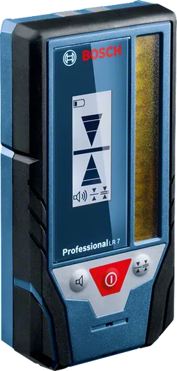 LR 7 디스플레이와 제어 버튼이 있는 Bosch LR 7 레이저 수신기.