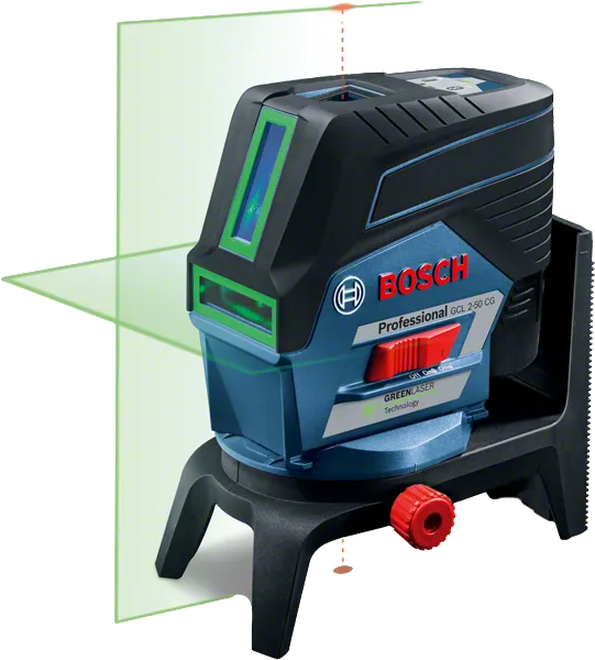 녹색 레이저가 장착된 Bosch GCL 250 CG 레이저 레벨링 도구.