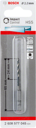 Bosch HSS 육각형 섕크 트위스트 드릴 비트 2.0mm.