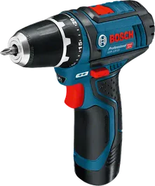 인체공학적 그립을 갖춘 Bosch GSR 12V-15 무선 드릴 드라이버.