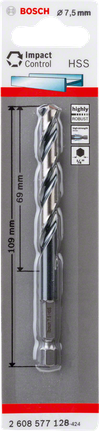 Bosch HSS 육각형 섕크 트위스트 드릴 비트 7.5mm.