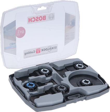 Bosch 5종 목재 및 금속 멀티툴 절단 세트가 케이스에 들어 있습니다.