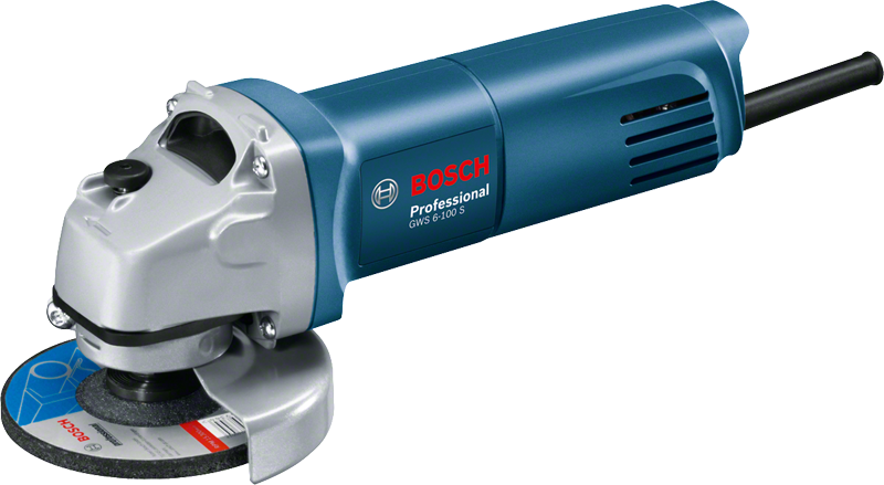 100mm 디스크가 장착된 Bosch GWS 6-100 S 각도 그라인더.