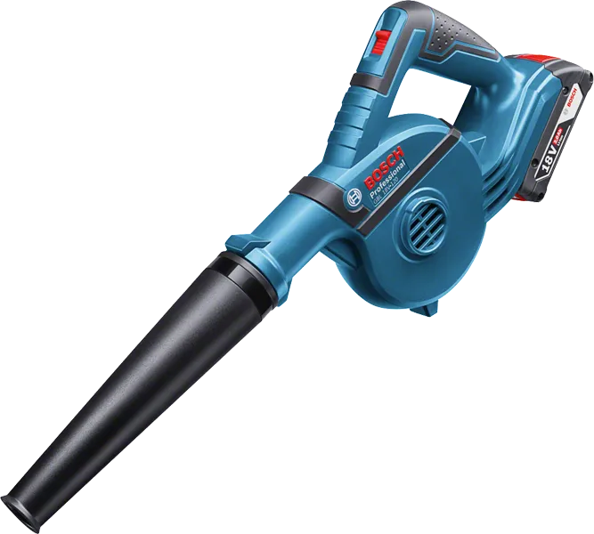 Bosch GBL 18V-120 무선 송풍기, 18V 배터리.