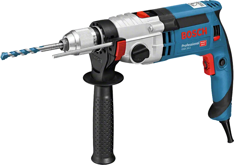 인체공학적 손잡이가 달린 Bosch GSB 24-2 임팩트 드릴.