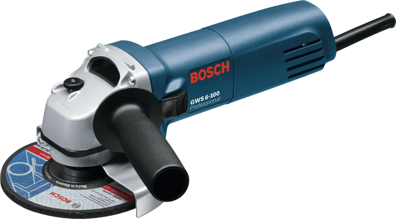 Bosch GWS 6-100 각도 그라인더, 측면 핸들이 표시되어 있습니다.