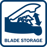 예비 칼날 보관 공간이 있는 Bosch 접이식 유틸리티 나이프.