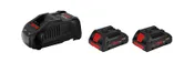 18V ProCORE 4.0Ah 배터리 2개와 충전기가 포함된 Bosch 스타터 세트.