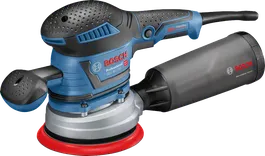 GEX 40-150 먼지통이 장착된 Bosch GEX 40-150 랜덤 오빗 샌더.