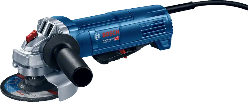100mm 디스크가 장착된 Bosch GWS 9-100 P 각도 그라인더.