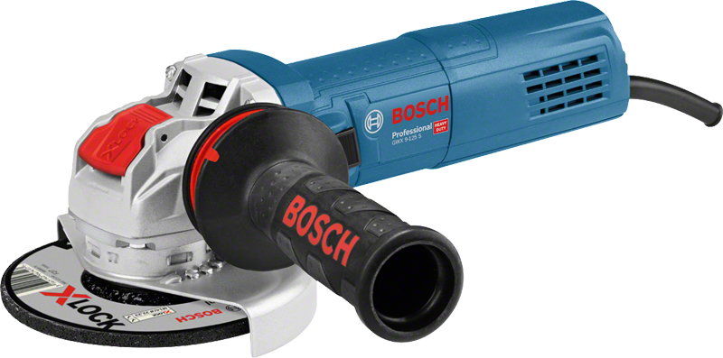 X-LOCK 시스템이 장착된 Bosch GWX 9-125 S 각도 그라인더.