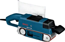 먼지백이 달린 Bosch GBS 75 AE 벨트 샌더.