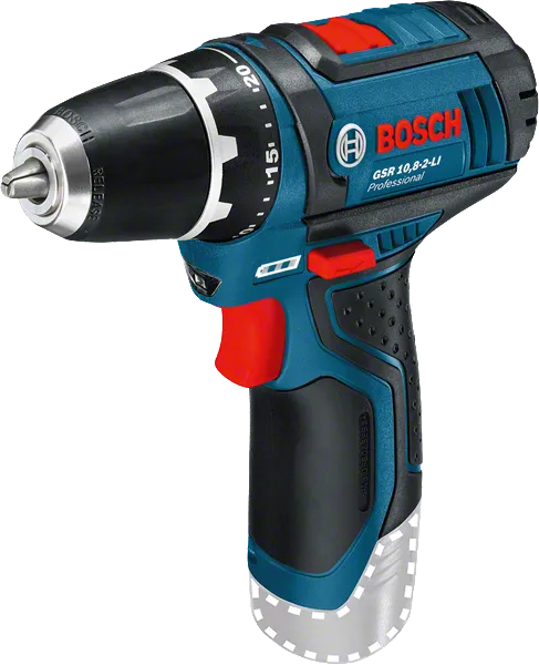 컴팩트한 디자인의 Bosch GSR 10.8-2-LI 무선 드릴.