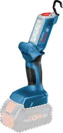ProCORE18V 배터리가 장착된 Bosch GLI 18V-300 LED 작업 조명.